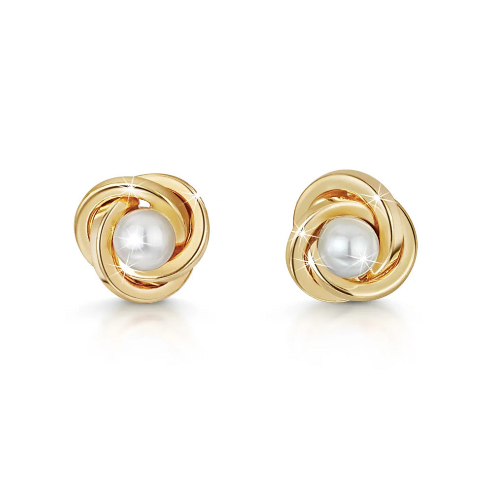 Karat Gold Knoten Perlen Ohrringe