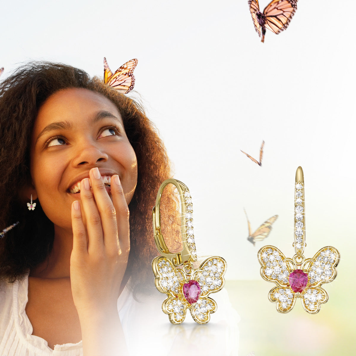 Schillernde Schmetterling Kristall Ohrringe